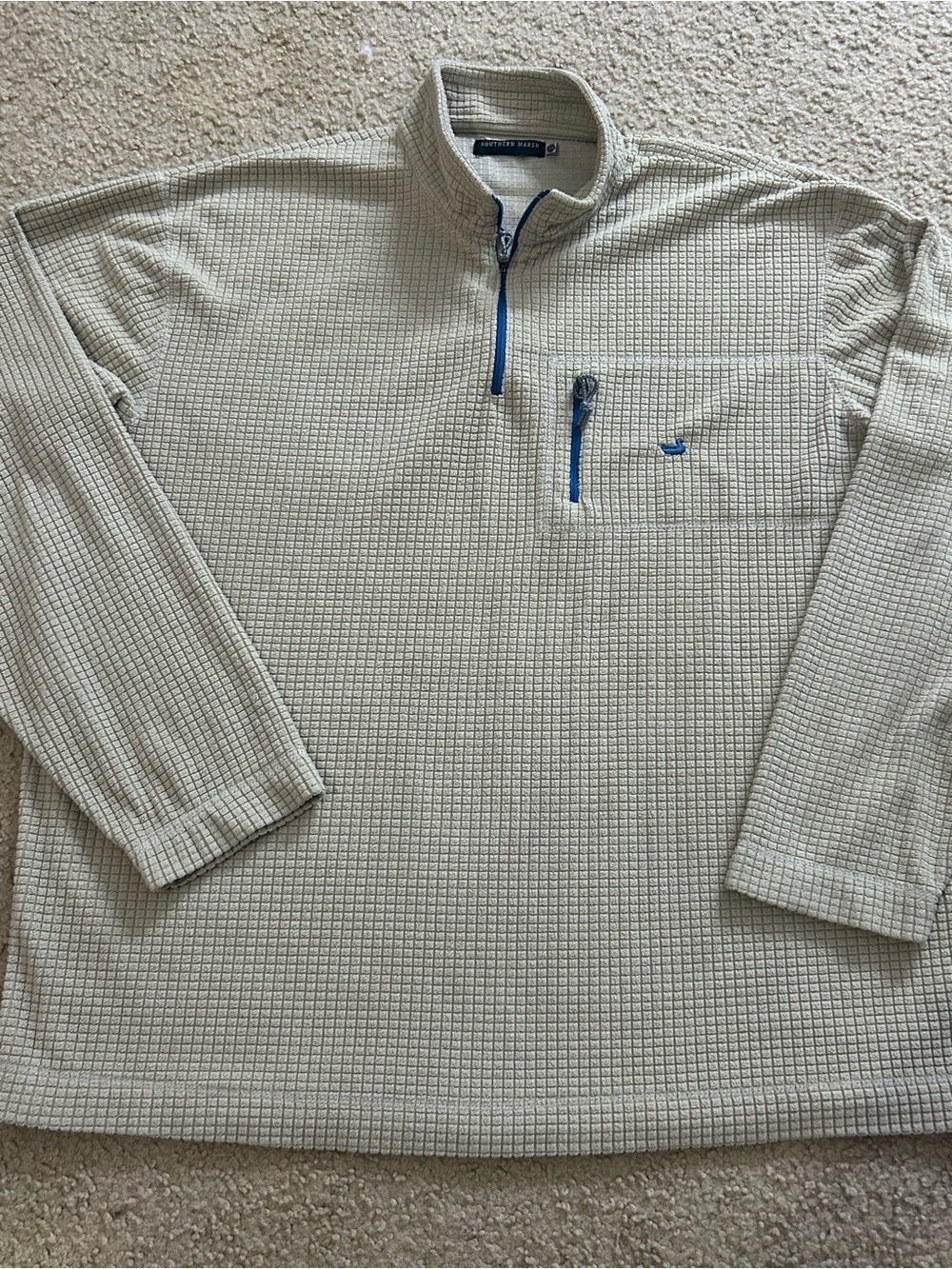 Southern Marsh FieldTec Dune 1/4 Zip Pullover Tan Menโs Size 2X Waffle